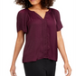 Vince Camuto Women's Split Neck Short Sleeve Top Red Size Small