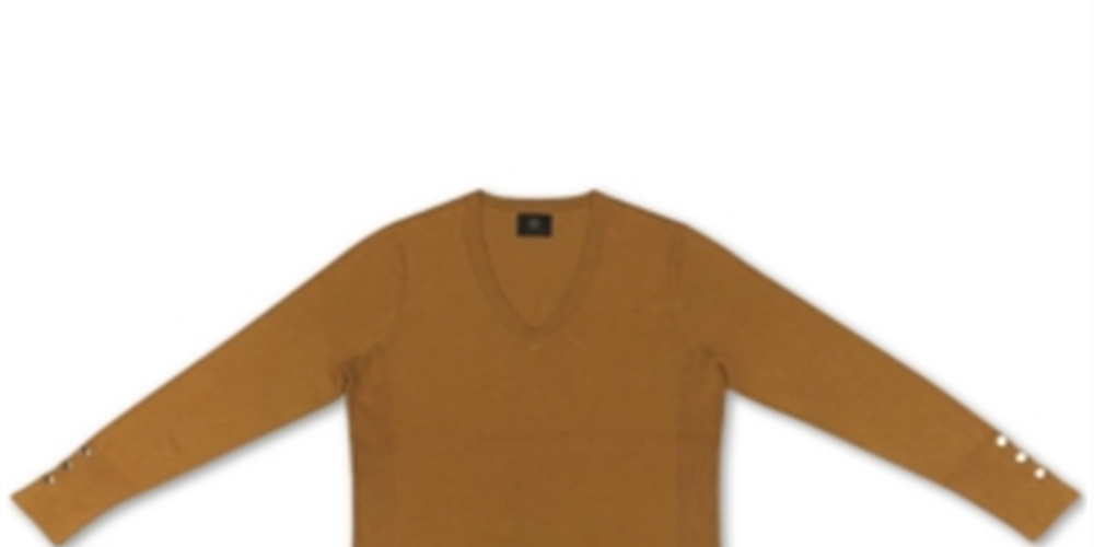 JM Collection Women's Button Cuff V Neck Pullover Sweater Yellow Size Medium