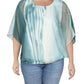 Alfani Women's Plus Elastic Waist Tie Dye Blouse Blue Size XXL