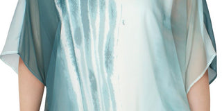 Alfani Women's Plus Elastic Waist Tie Dye Blouse Blue Size XXL