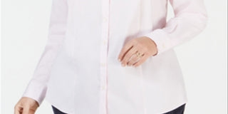 Charter Club Women's Plus Collared Button Down Top Pink Size14W