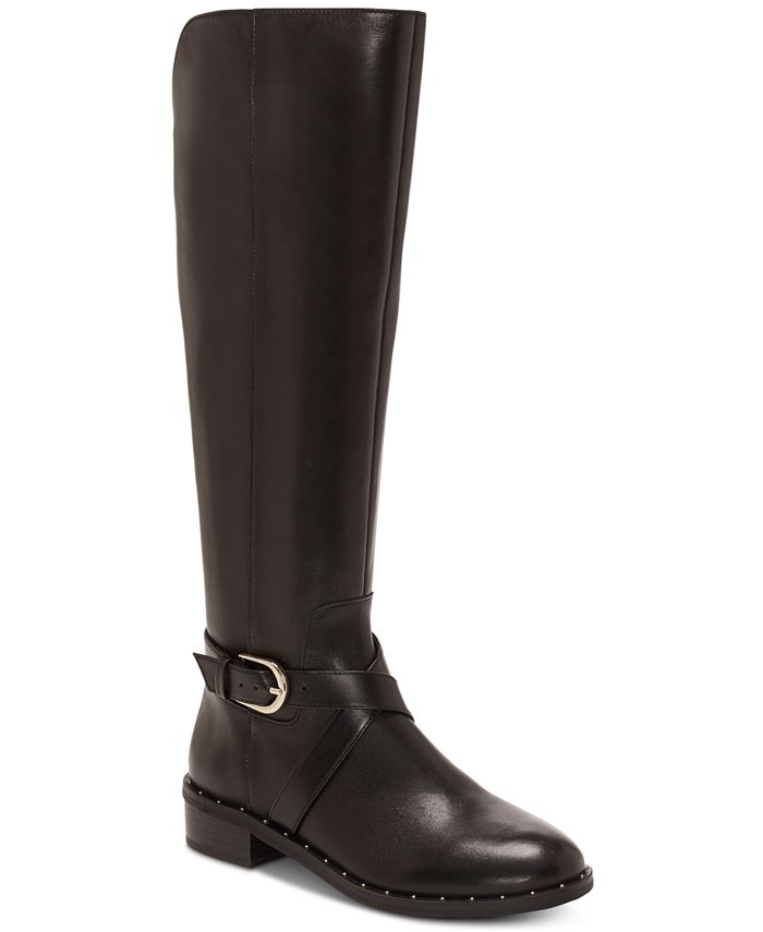 INC International Concepts Womens Fadoral Wide Calf Leather Brown Size 12M