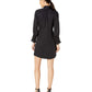 Rebecca Taylor Women's Long Sleeve Cheetah Jacquard Tie Neck Dress Black- Size XS