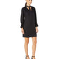 Rebecca Taylor Women's Long Sleeve Cheetah Jacquard Tie Neck Dress Black- Size XS