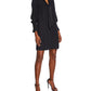 Rebecca Taylor Women's Long Sleeve Cheetah Jacquard Tie Neck Dress Black- Size XS
