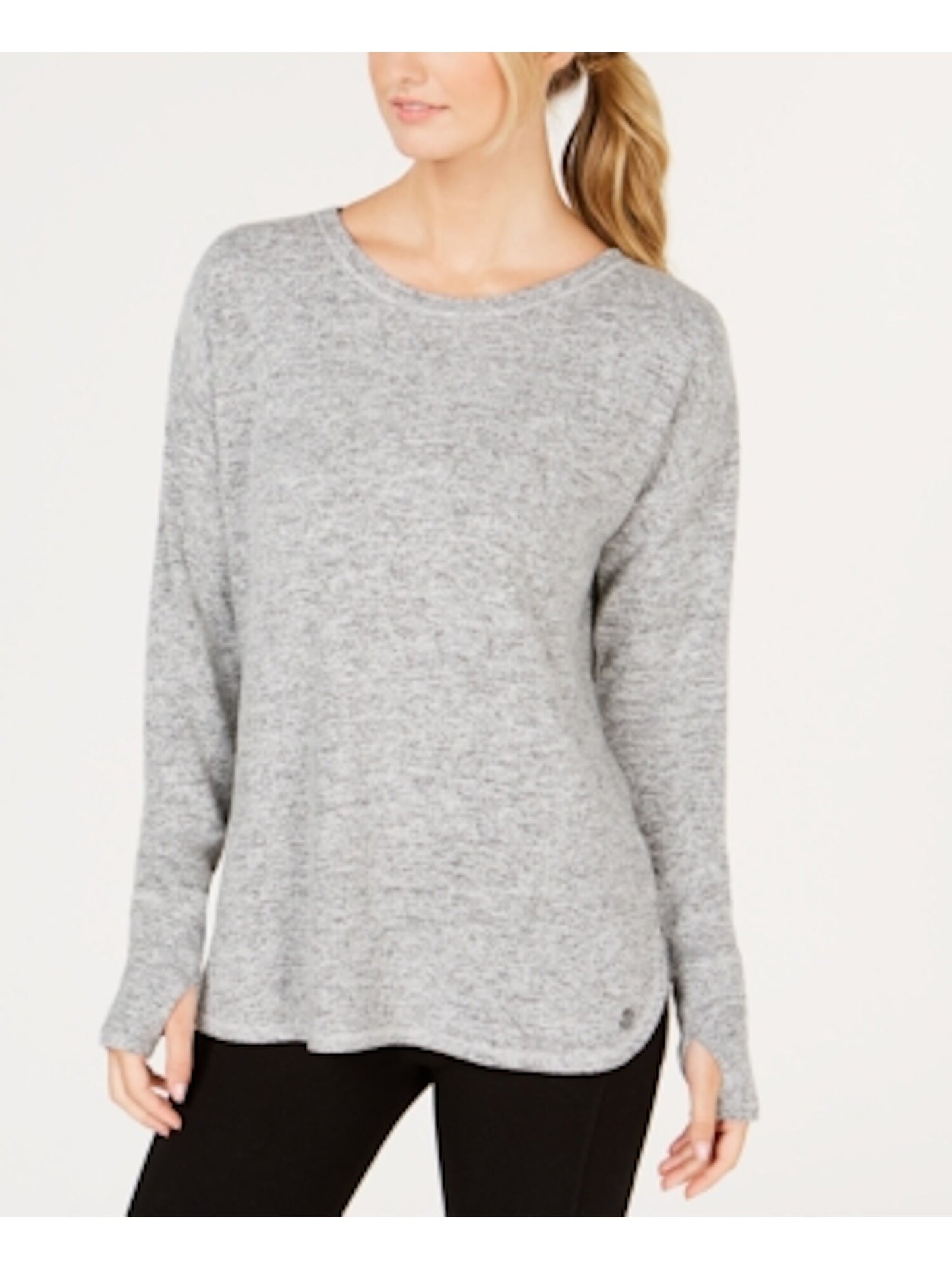Ideology Women's New Heather Crew Neck Long Sleeve Casual Top Grey Size XX-Large