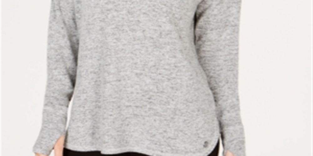 Ideology Women's New Heather Crew Neck Long Sleeve Casual Top Grey Size XX-Large