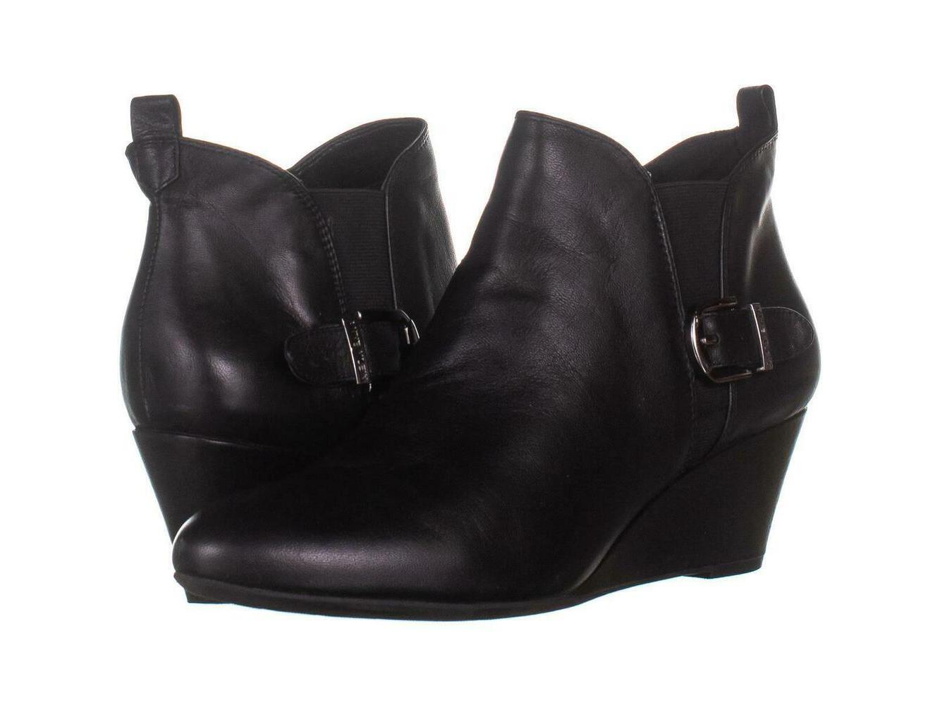Anne Klein Abilene Pointed Toe Wedge Ankle Boots Black Black Size 11 M