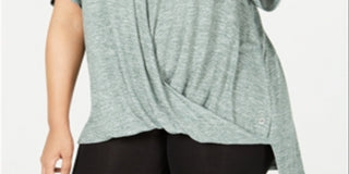 Calvin Klein Women's Short Sleeve T-Shirt Active Wear Top Plus Green Size 3X