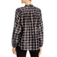 Rebecca Taylor Women's Plaid Long Sleeve Button up Top Black Size X-Small