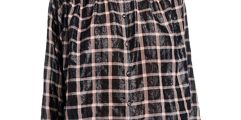 Rebecca Taylor Women's Plaid Long Sleeve Button up Top Black Size X-Small