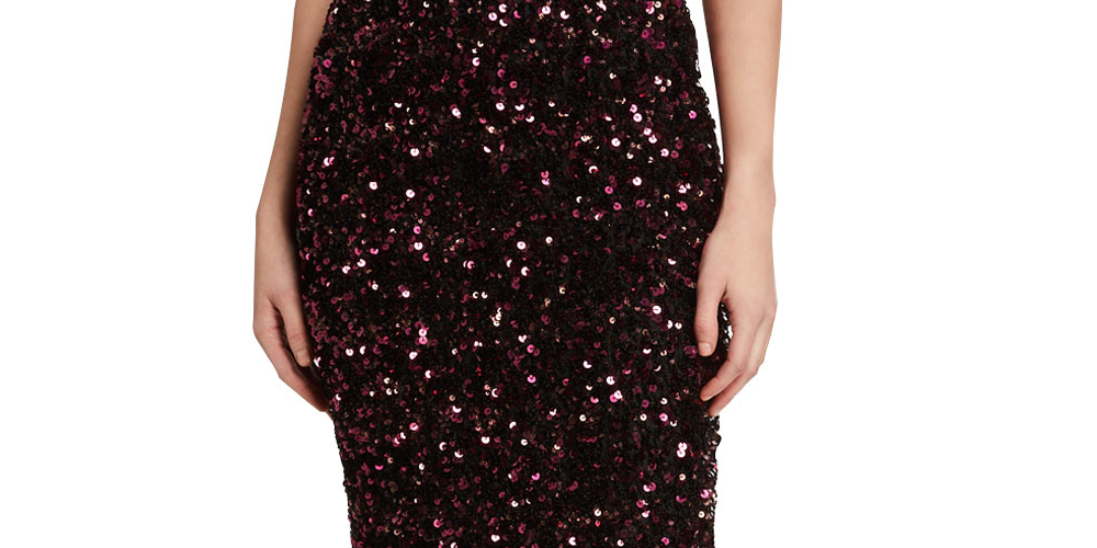 Rebecca Taylor Women's Sequined Solid Below the Knee Pencil Skirt Red Size Large