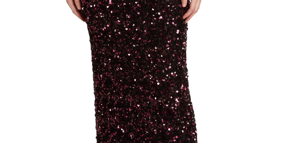 Rebecca Taylor Women's Sequined Solid Below the Knee Pencil Skirt Red Size Large