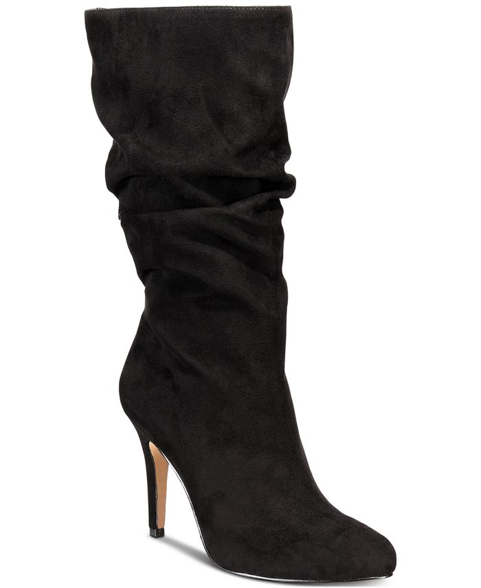 INC International Concepts Women's Tahjai Fabric Pointed Toe Mid-Calf Fashion Black Size 8.5 M