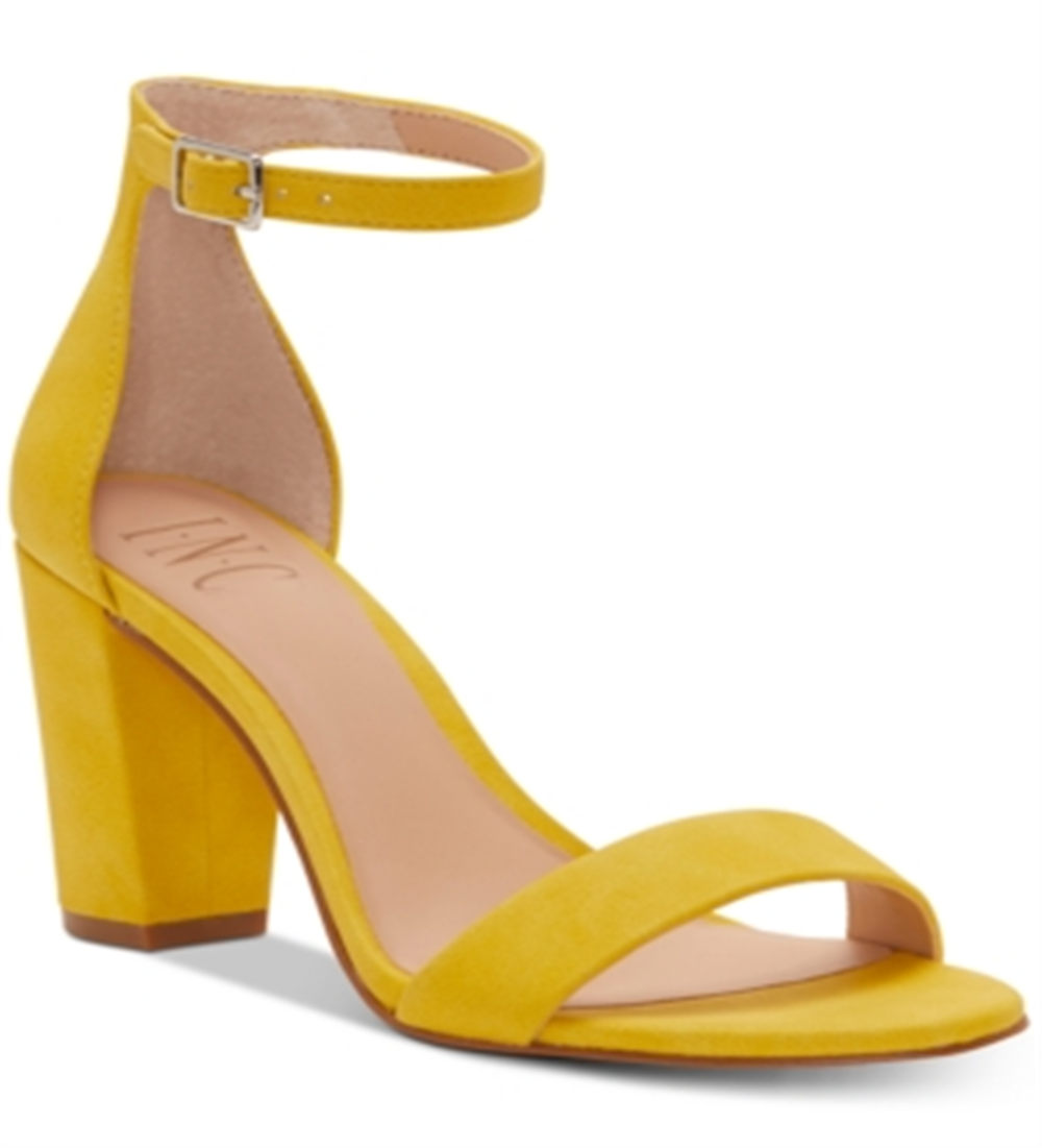 INC International Concepts Women's Kivah Solid Party Dress Sandals Yellow Size 7 M