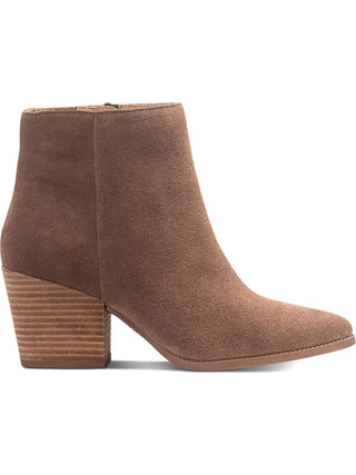 American Rag Womens Beige Cushioned Comfort Eryn Pointed Toe Block Heel Zip-up Leather Booties 7.5 M