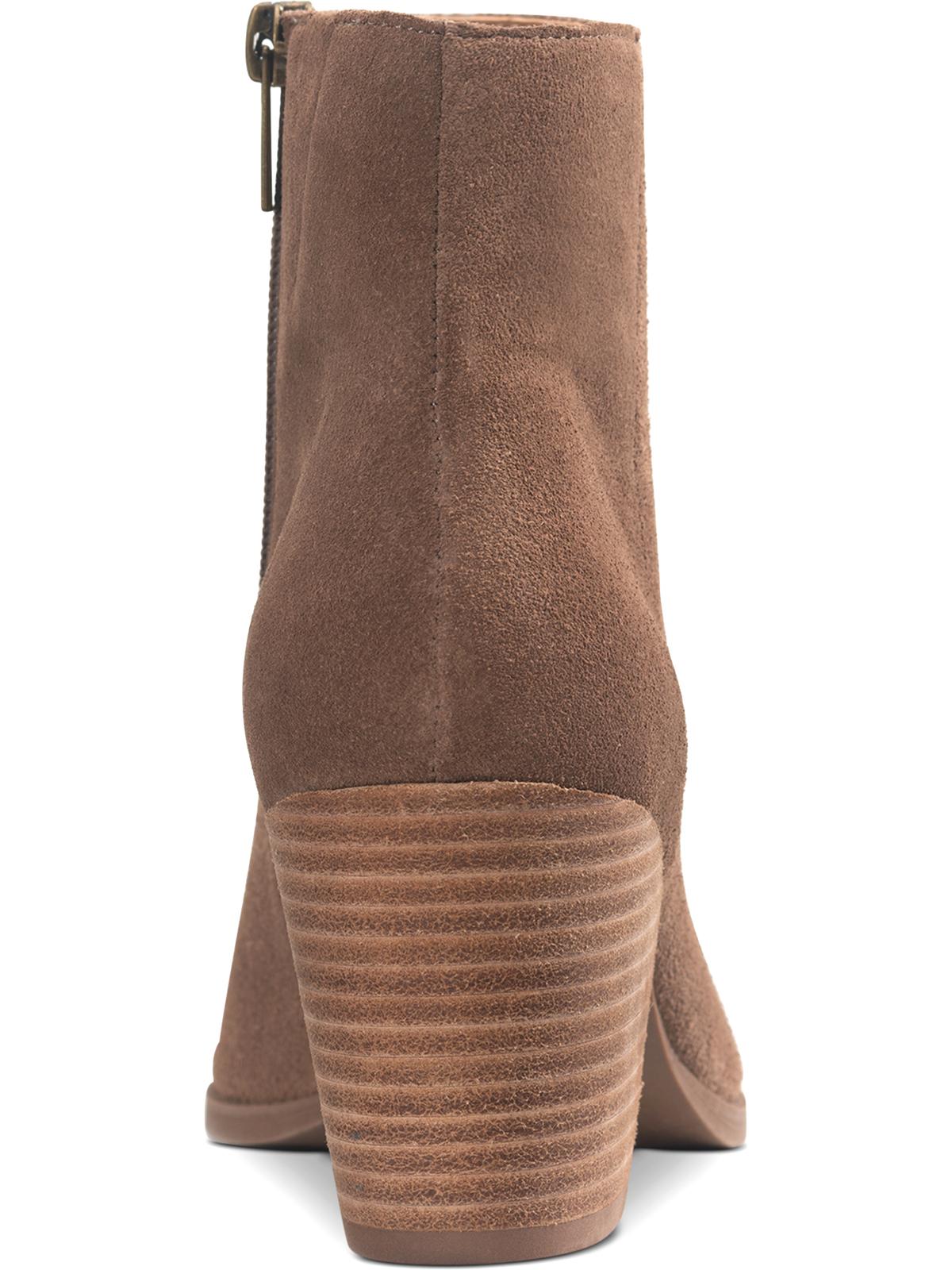 American Rag Womens Beige Cushioned Comfort Eryn Pointed Toe Block Heel Zip-up Leather Booties 7.5 M