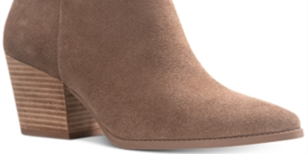 American Rag Womens Beige Cushioned Comfort Eryn Pointed Toe Block Heel Zip-up Leather Booties 7.5 M