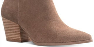 American Rag Womens Beige Cushioned Comfort Eryn Pointed Toe Block Heel Zip-up Leather Booties 7.5 M