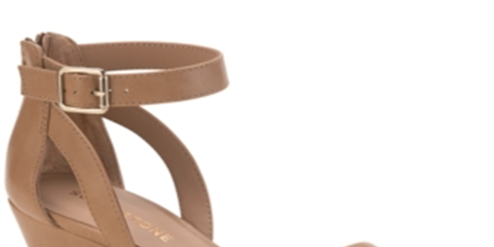 Sun + Stone Women's Jossie Faux Suede Wedge Sandals Tan Size 11 M
