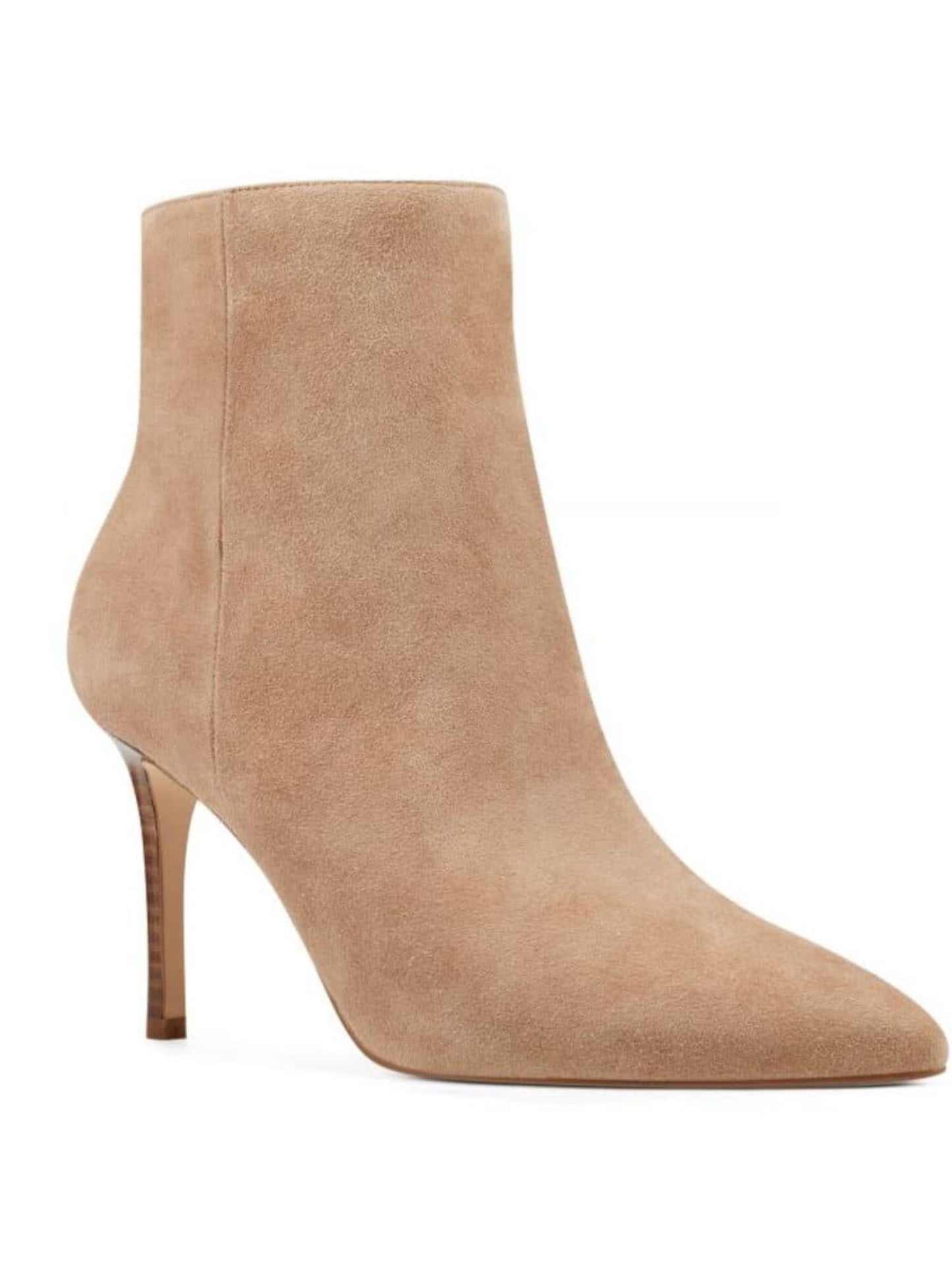 Nine West Women's Padded Fhayla Pointed Toe Stiletto Zip up Leather Booties Brown Size 7 M