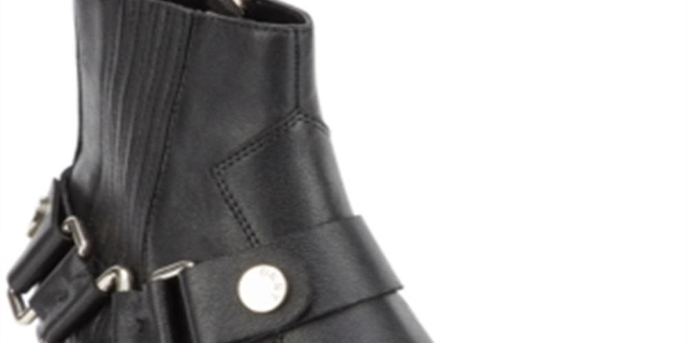 DKNY Women's Padded Mina Square Toe Block Heel Zip up Leather Booties Black Size 9 M