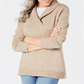 Karen Scott Women's Marled Cotton Shawl-Collar Sweater Chesnut Marl Size XS