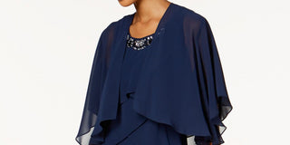 Slny Women's Teal Ruffled Short Sleeve Jewel Neck Above the Knee Sheath Formal Dress Blue Size 14