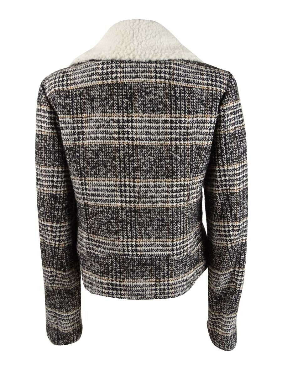 Maralyn & Me Junior's Faux Shearling Trim Moto Jacket Black Size Medium