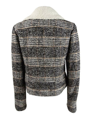 Maralyn & Me Junior's Faux Shearling Trim Moto Jacket Black Size Medium