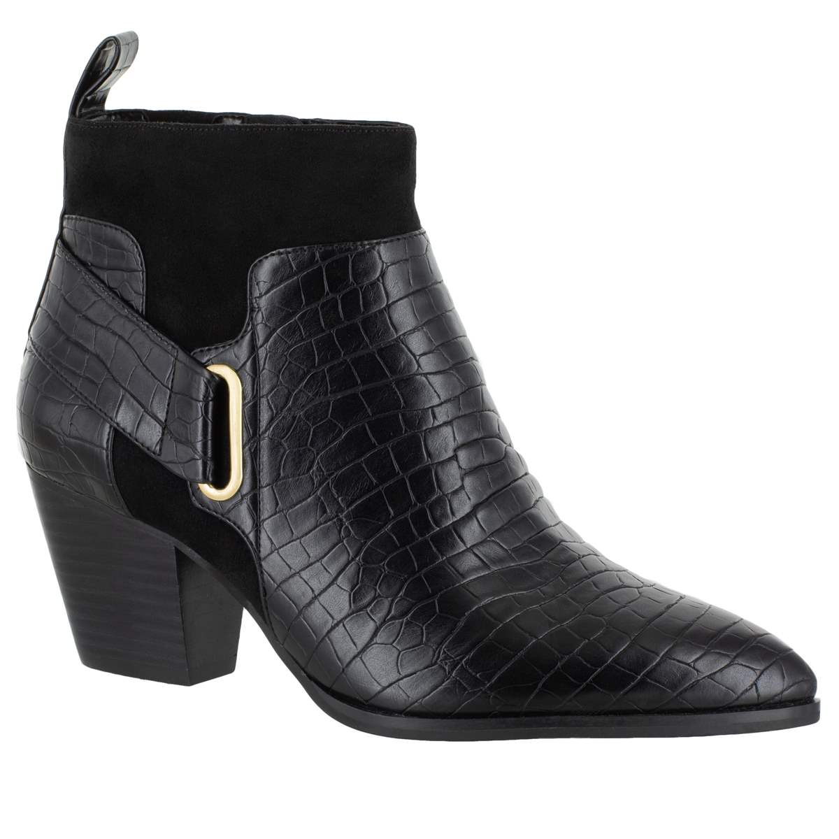 Bella Vita Women's Shoes Elektra 2 Crocodile Pointed Toe Ankle Fashion Boots Black Size 9.5M