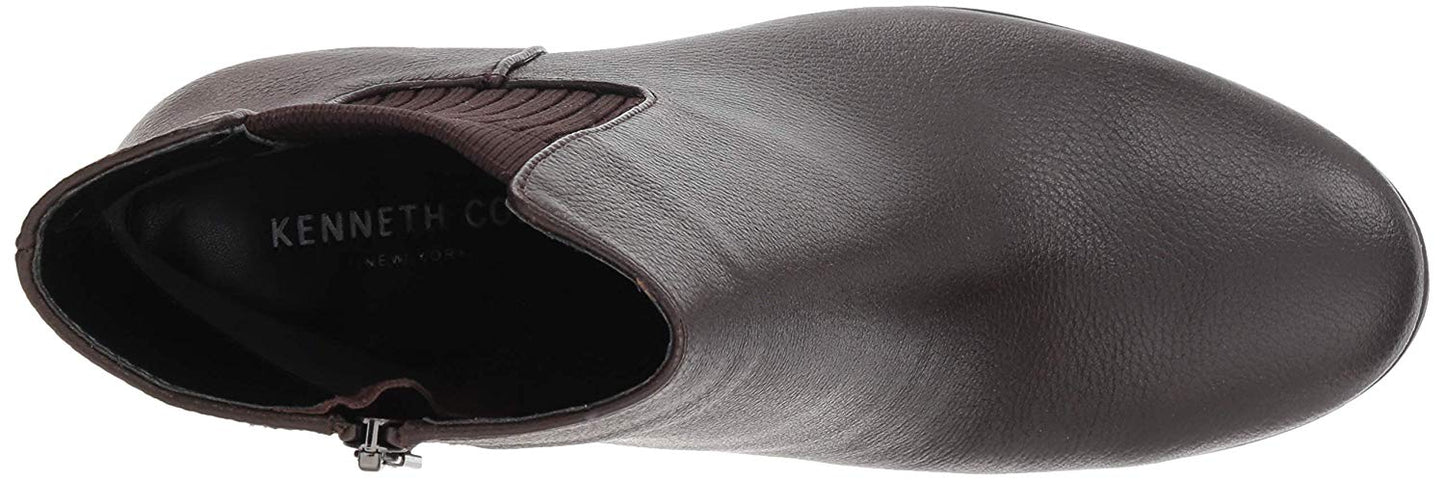 Kenneth Cole Women's Justin Leather Almond Toe Ankle Fashion Boots Brown Size 7.5 M