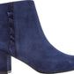 Rockport Women's Comfort Ruffled Padded Oaklee Round Toe Block Heel Zip up Leather Booties Blue Size 7.5 M