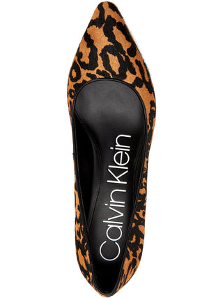 Calvin Klein Women's Nita Pointy Toe Genuine Calf Hair Pump Brown Size 7.5 M