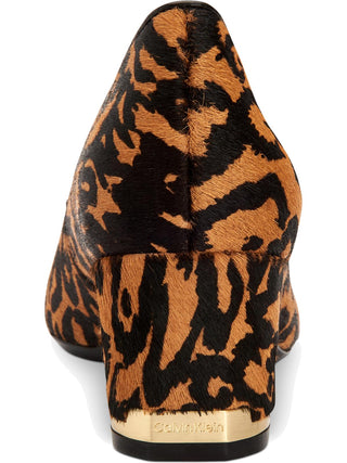 Calvin Klein Women's Nita Pointy Toe Genuine Calf Hair Pump Brown Size 7.5 M