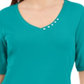 Karen Scott Women's Button Detail V Neck Top Blue Size X-Large