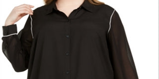 Calvin Klein Women's Plus Mixed Media Blouse Black Size 2X