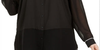 Calvin Klein Women's Plus Mixed Media Blouse Black Size 2X