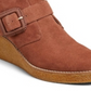 Jack Rogers Women's Casual Toffee Buckle Front Izzie Suede Wedge Bootie Brown Size 8.5