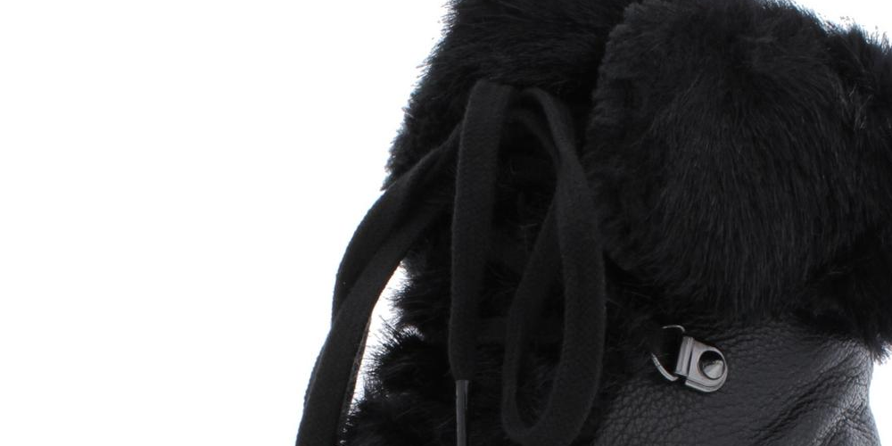 Guess Women's Galway Leather Faux Fur Ankle Boots Black Size 6 M