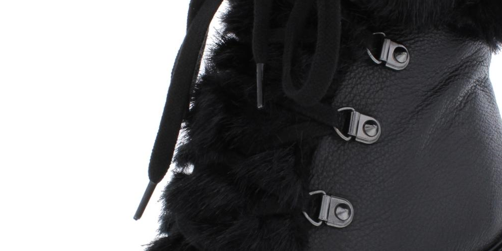 Guess Women's Galway Leather Faux Fur Ankle Boots Black Size 6 M