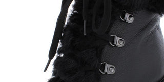 Guess Women's Galway Leather Faux Fur Ankle Boots Black Size 6 M