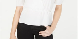 Leyden Women's Surplice-Neck Puff-Sleeve Top Ivory Size Medium