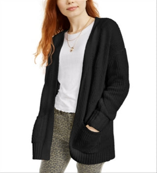 Hippie Rose Junior's Chenille Cardigan Black Size XS