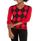 Tommy Hilfiger Women's Colorblocked Argyle Sweater Red Size -XXL