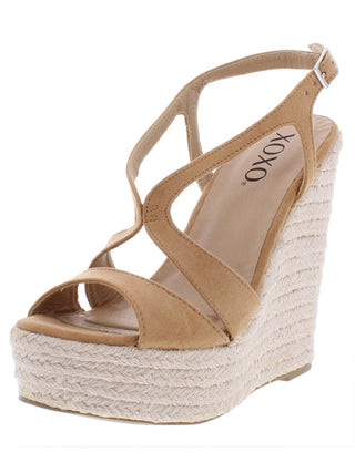 XOXO Women's Sabeen Faux Suede Sandals Espadrilles Sand Size 9.5M