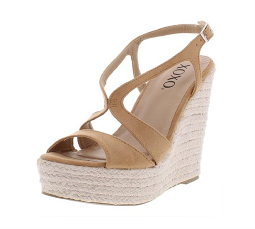 XOXO Women's Sabeen Faux Suede Sandals Espadrilles Sand Size 9.5M