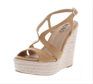 XOXO Women's Sabeen Faux Suede Sandals Espadrilles Sand Size 9.5M