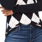 Tommy Hilfiger Women's Long Sleeve V Neck Argyle Front Sweater Navy Size M