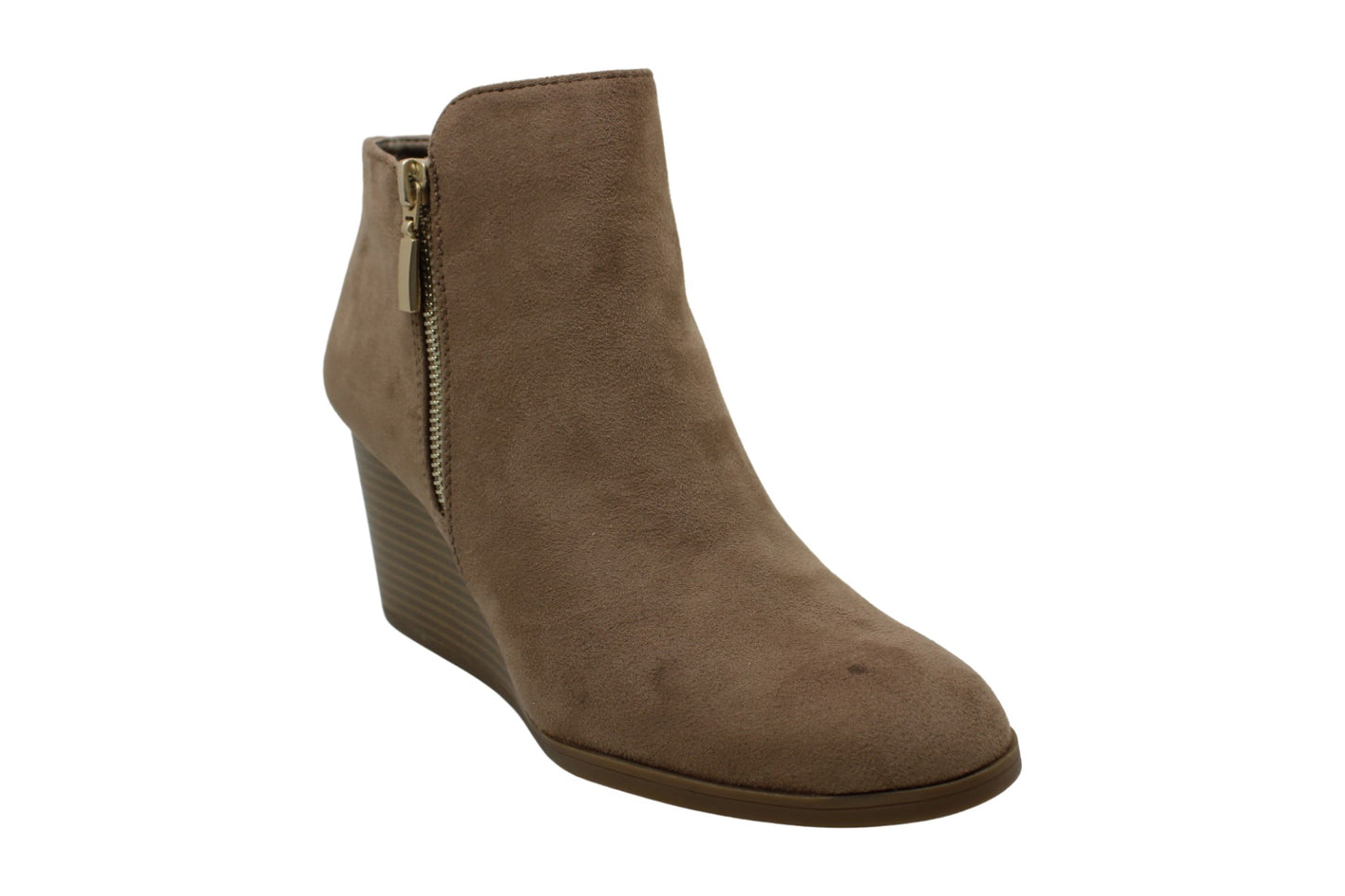 Style & Co Women's Asymmetrical Padded Wynonaa Round Toe Wedge Booties Brown Size 10 M